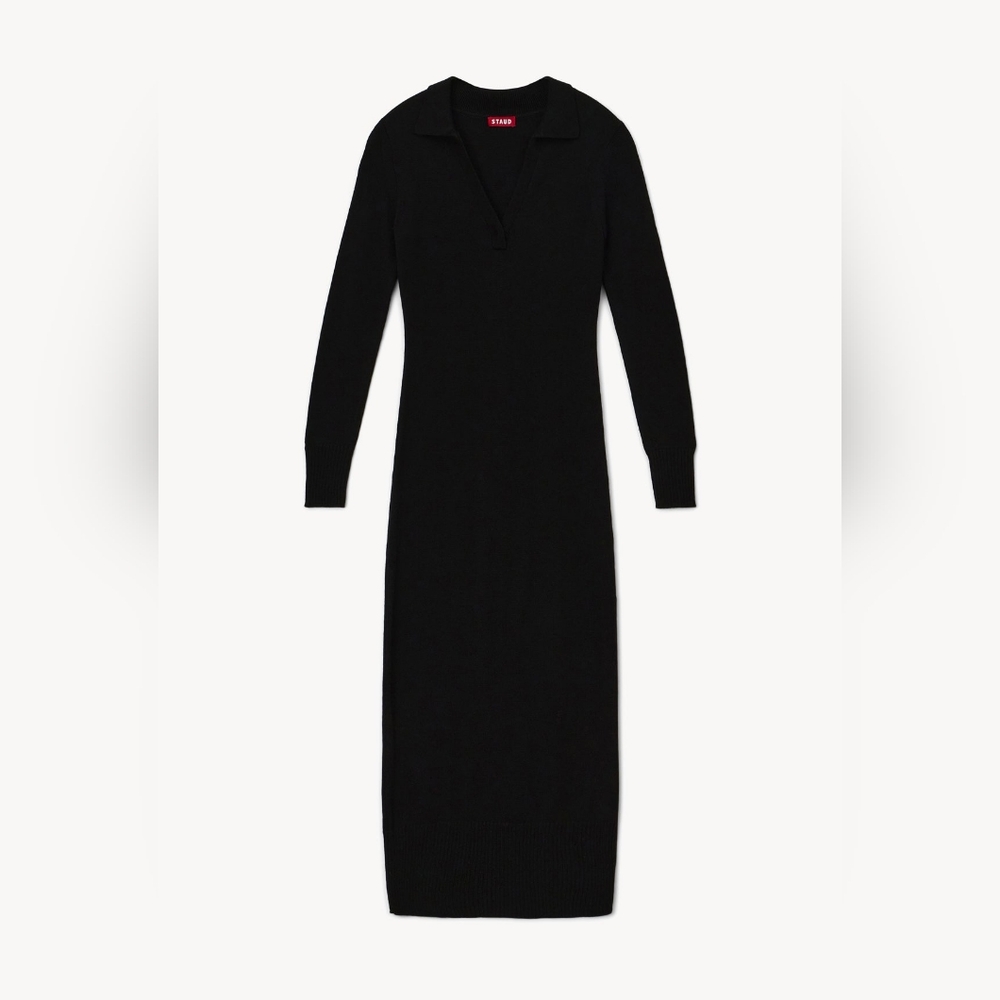 Rare! BNWT Staud 'Crown'  Black Wool Dress, size S